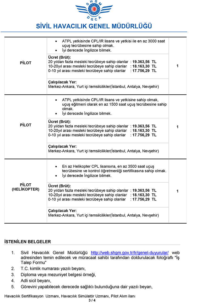 Sivil Havacılık Genel Müdürlüğü'nden 19 bin TL maaşla personel alım ilanı