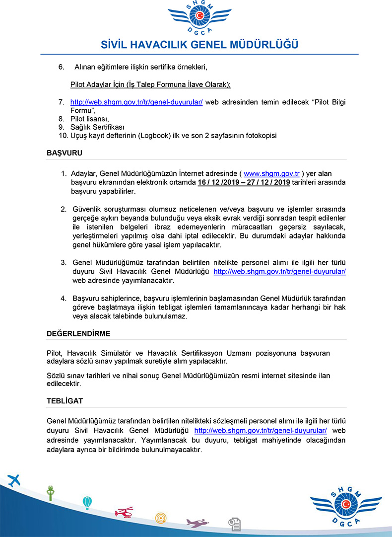 Sivil Havacılık Genel Müdürlüğü'nden 19 bin TL maaşla personel alım ilanı