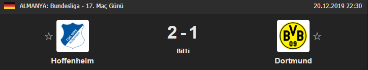 Hoffenheim - Borussia Dortmund maç sonucu | Hoffenheim - Borussia Dortmund maç özeti
