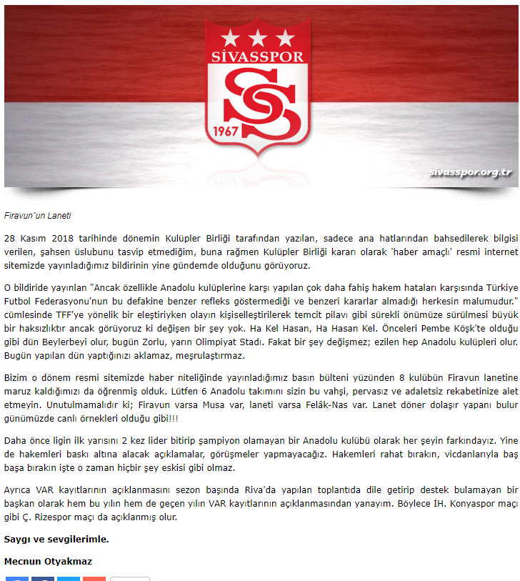 Sivasspor'dan Galatasaray'a yanıt
