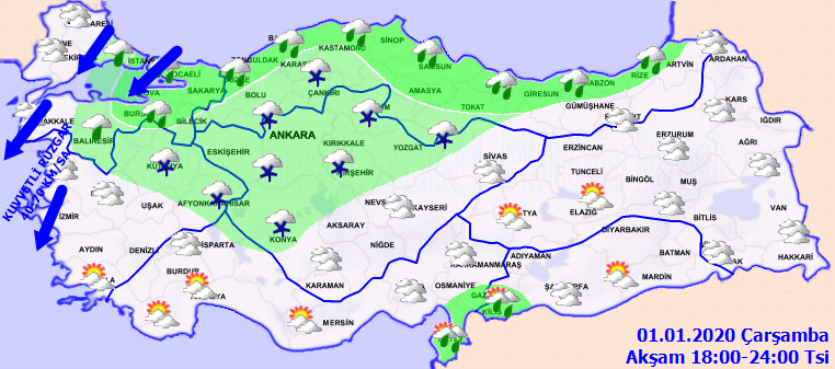 Yeni yılın ilk günü kuvvetli geldi! Meteoroloji'den fırtına uyarısı yapıldı