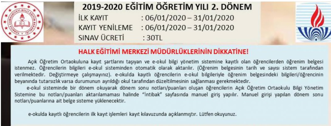 AÖO kayıt yenileme tarihi ne zaman 2020? AÖO 2. Dönem yeni kayıtları ne zaman?