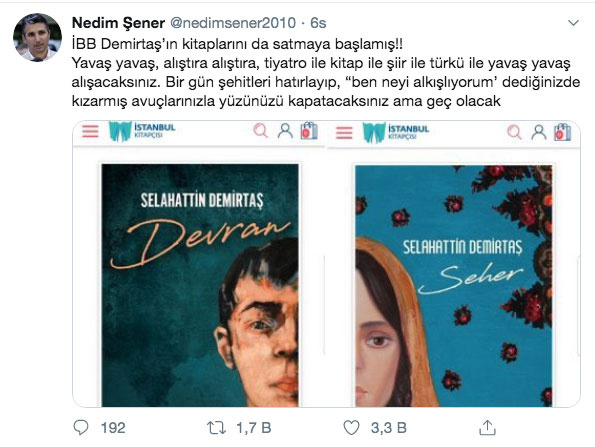 Nedim Şener'den Selahattin Demirtaş'a ilişkin dikkat çeken paylaşımlar