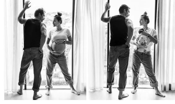 İbrahim ve Mihre Çelikkol'dan doğum öncesi ve doğum sonrası pozu