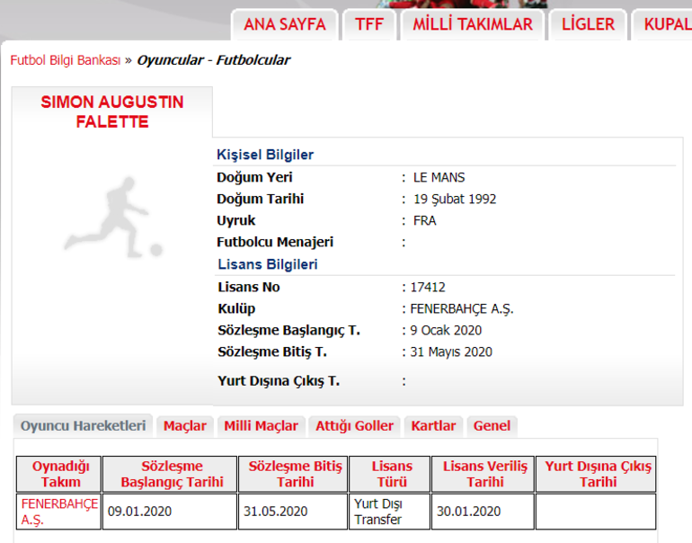 Fenerbahçe'nin yeni transferi Falette'nin lisansı çıktı