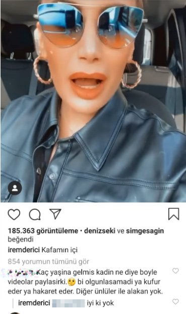 İrem Derici’ye takipçisinden, "Kaç yaşına geldin olgunlaşamadın"