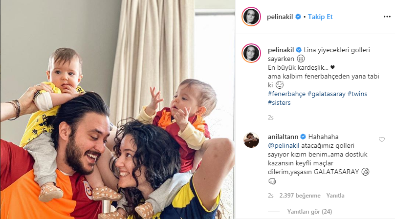 Pelin Akil ve Anıl Altan çiftinden maç pozu