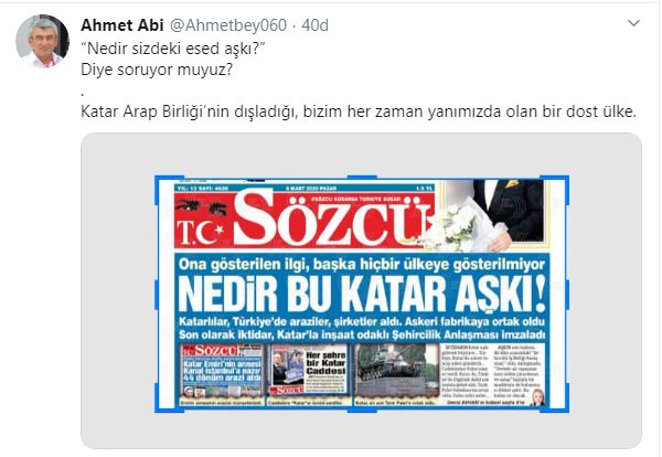 Sosyal medya kullanıcılarından Katar manşetine 'Esad'lı tepki!