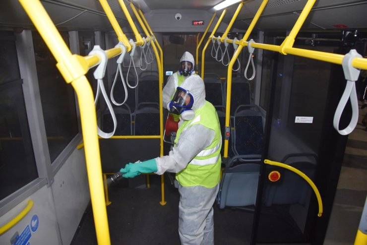 Tekirdağ'da toplu taşıma araçları dezenfekte edildi