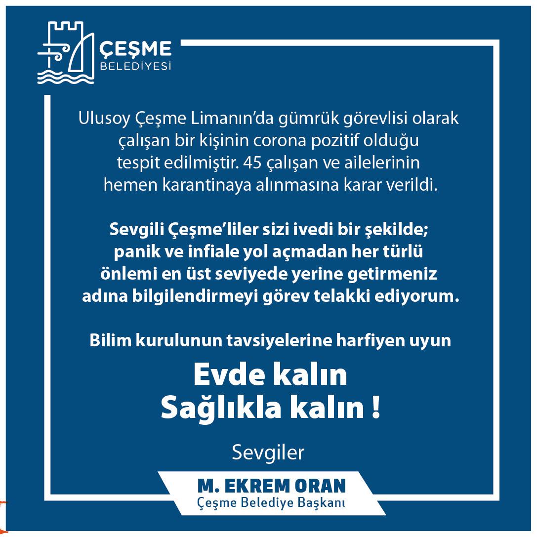 Liman çalışanında koronavirüs tespit edildi! Çeşme'de 45 aile karantinaya alındı