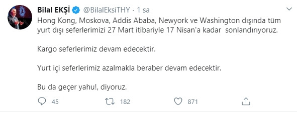 THY 4 sefer hariç tüm seferlerini iptal etti