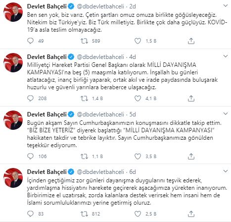 Devlet Bahçeli'den Milli Dayanışma Kampanyası'na ilişkin açıklama
