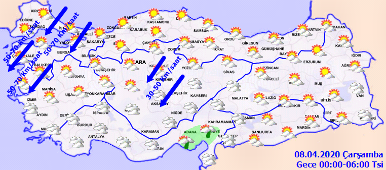 Meteoroloji saat vererek uyardı: O bölgelerimizde kuvvetli rüzgar ve fırtına var