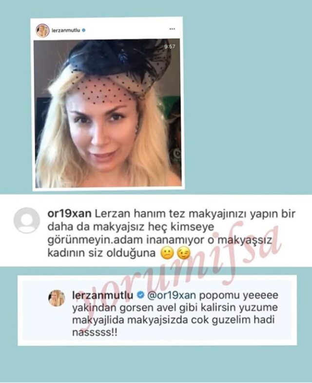 Makyajsız fotoğrafı beğenilmeyen Lerzan Mutlu takipçisine 'popomu ye' dedi