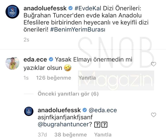 Eda Ece Yasak Elma dizisini önermeyen sevgilisine sitem etti