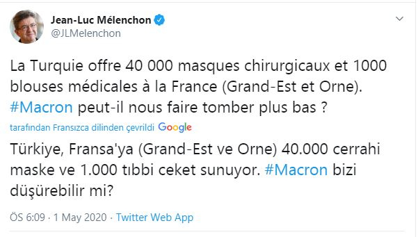 Fransız milletvekilinden Türkiye'nin koronavirüs yardımına ilişkin küstah paylaşım!