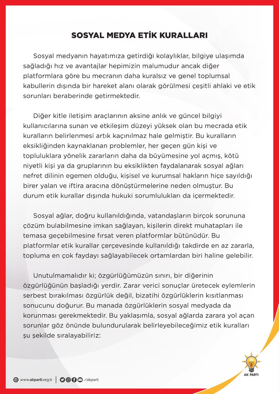 AK Parti hazırladı: Sosyal medya için 12 etik kural
