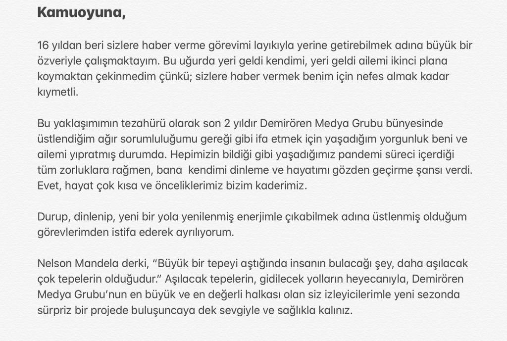 Flaş gelişme! Buket Aydın Demirören Medya Grubu bünyesinden istifa etti