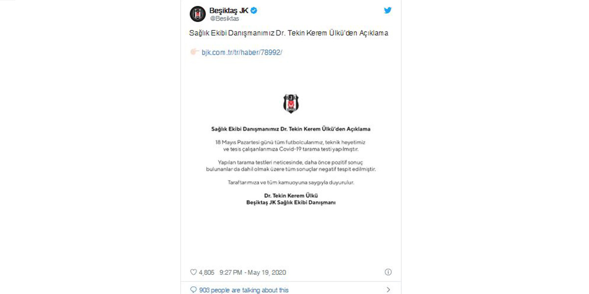 Beşiktaş'tan koronavirüs açıklaması!