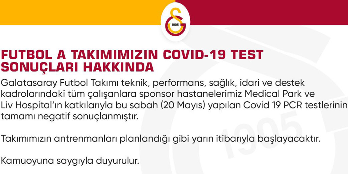 Galatasaray'dan koronavirüs açıklaması!