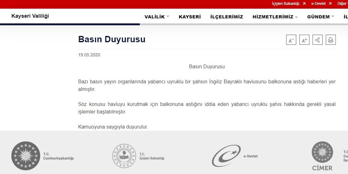 Valilikten balkona İngiliz Bayrağı asan yabancı uyruklu şahıs ile ilgili açıklama!