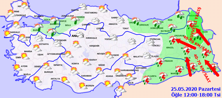 Meteoroloji saat verip o bölgelerimiz için sağanak yağış uyarısı yaptı