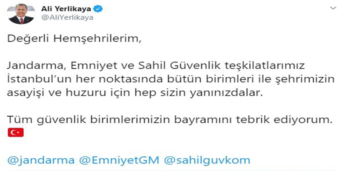 İstanbul Valisi Ali Yerlikaya'dan anlamlı paylaşım