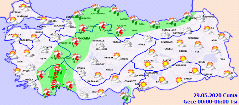 Meteoroloji'den 3 bölgemiz için gök gürültülü sağanak yağış uyarısı