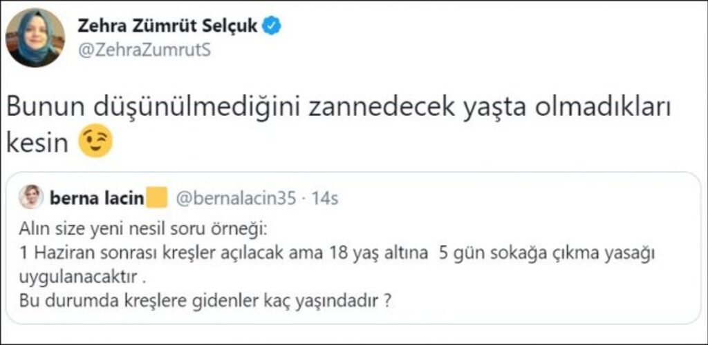 Kreş paylaşımı yapan Berna Laçin'e Zehra Zümrüt Selçuk'tan cevap