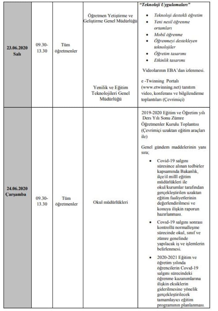 Öğretmen seminerleri ne zaman?