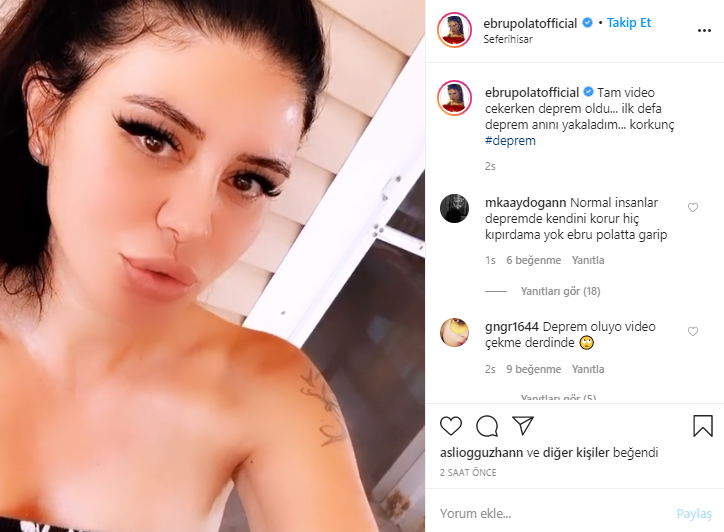 Ebru Polat video çekerken depreme yakalandı! İşte o anlar