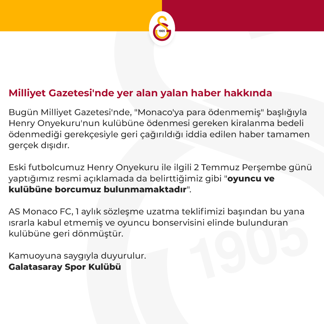 Galatasaray'dan Onyekuru için açıklama geldi!