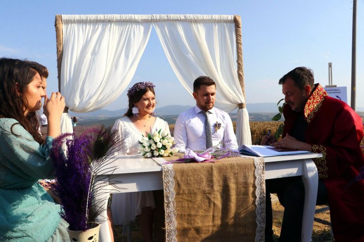 Tekirdağ'da lavanta tarlasında nikah