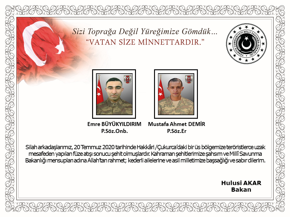 Milli Savunma Bakanlığı duyurdu! 2 asker şehit oldu