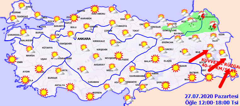 Meteoroloji o bölgelerimiz için rüzgar ve sağanak uyarısı yaptı