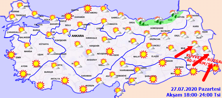 Meteoroloji o bölgelerimiz için rüzgar ve sağanak uyarısı yaptı