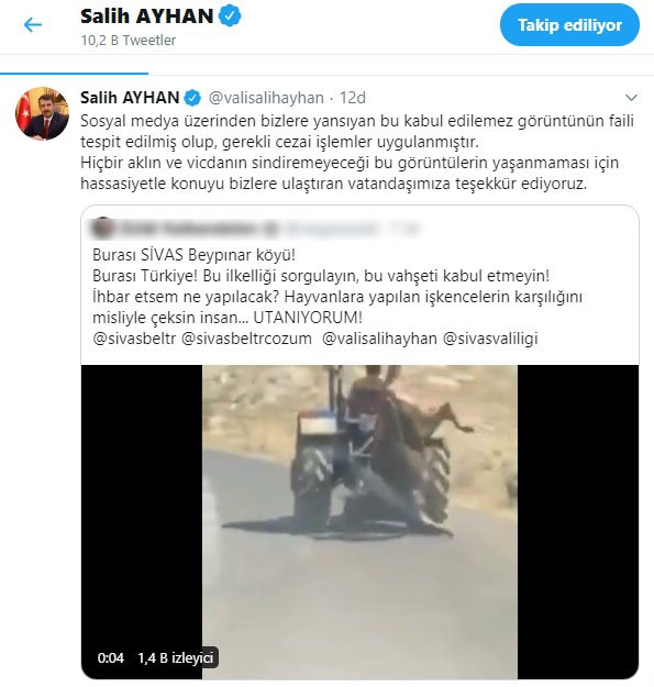 Sivas'ta bu görüntüler pes dedirtti! İneği traktörün arkasına asıp sürükledi