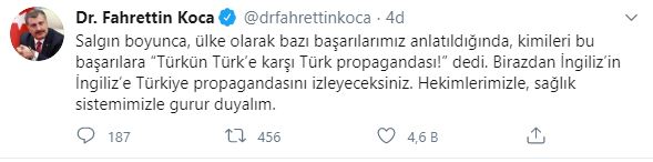 Bakan Koca: "Hekimlerimizle, sağlık sistemimizle gurur duyalım"