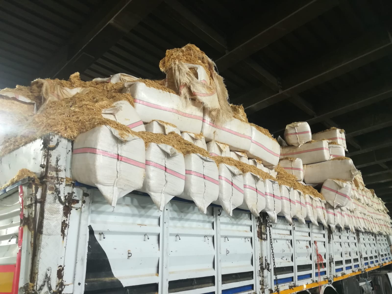 İzmir'de saman yüklü kamyon alt geçide sıkıştı: Her yer saman