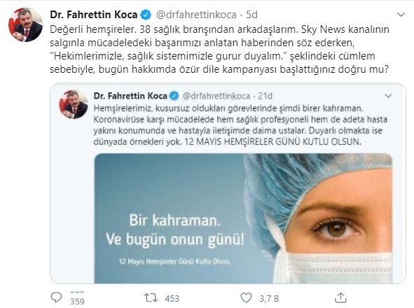 Bakan Koca'dan "Özür dile" kampanyası paylaşımı!