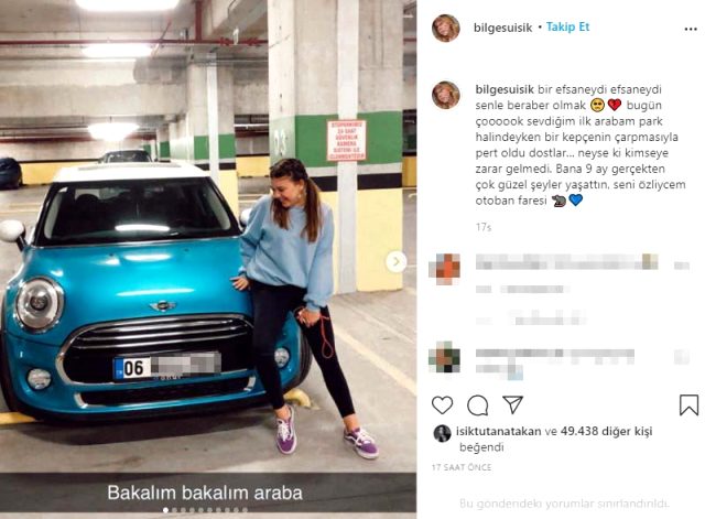 Youtuber Bilge Su Işık'ın aracı kepçenin altında kaldı