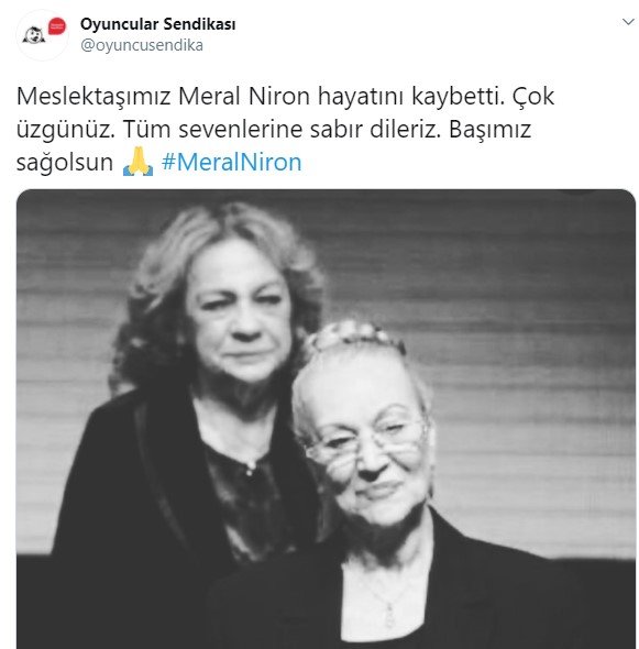 Ünlü oyuncu Meral Niron hayatını kaybetti