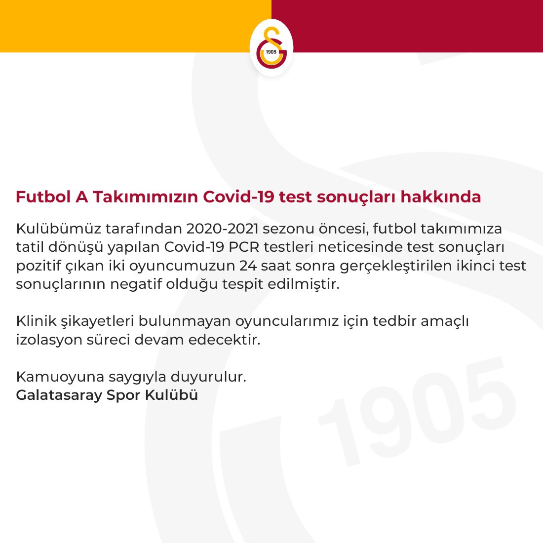 Cimbom'a müjde! İkinci testler negatif çıktı