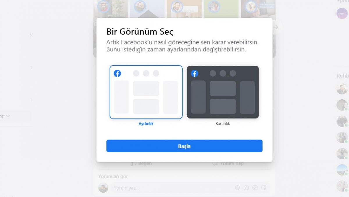Facebook yeni tasarıma geçme 2020