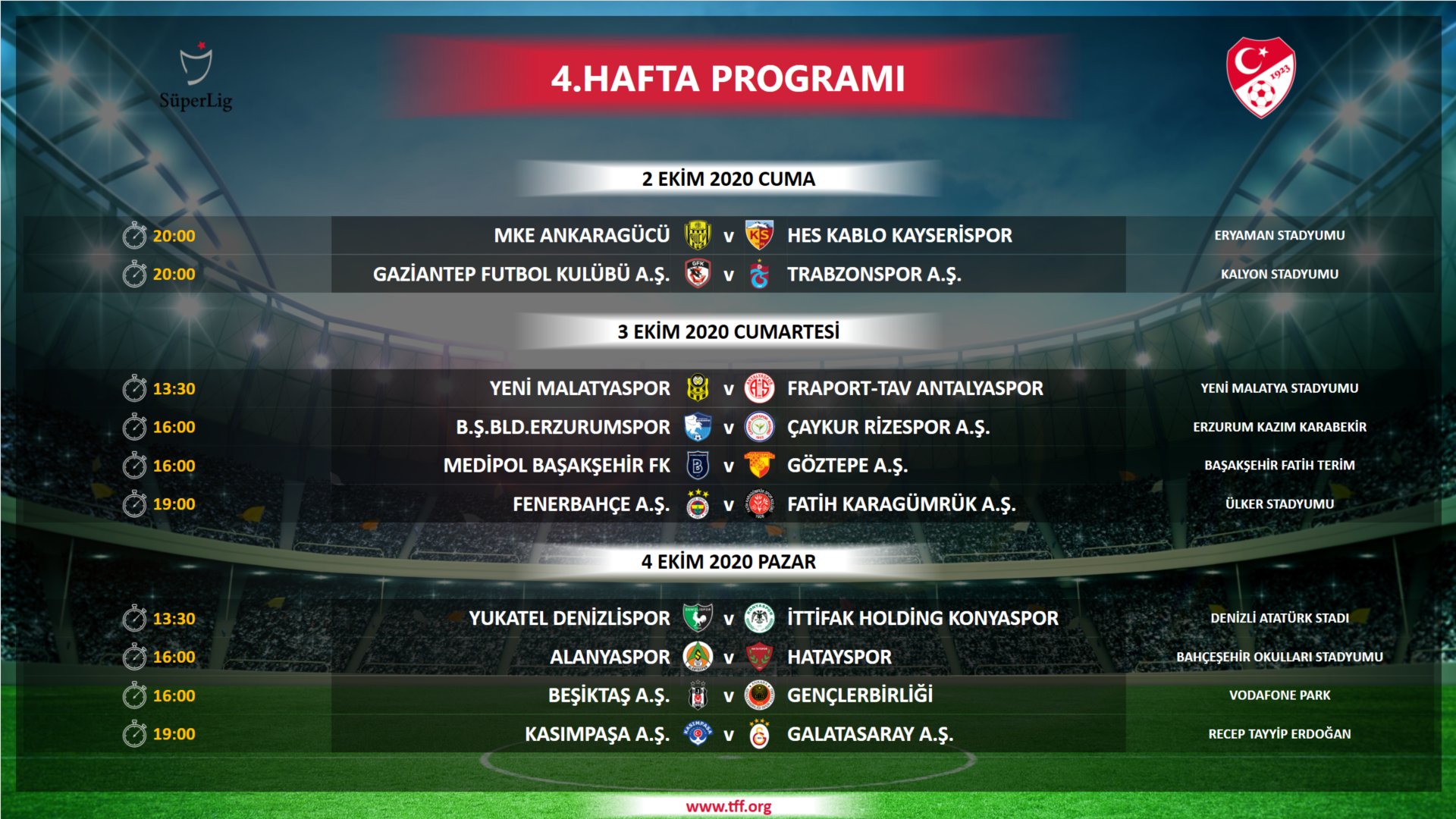Süper Lig'de ilk 4 hafta maç programı açıklandı!