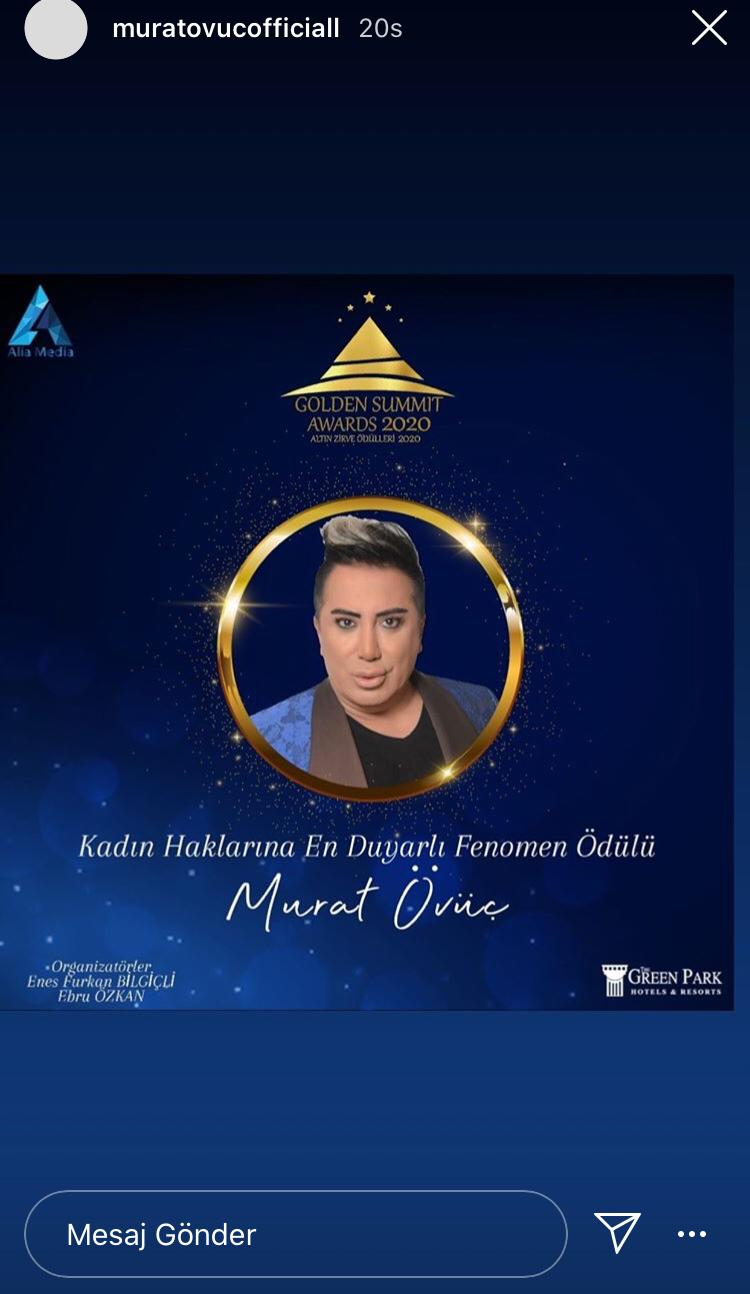 Dikkat çeken paylaşım! Murat Övüç’e Kadın Haklarına En Duyarlı Fenomen Ödülü mü verilecek?