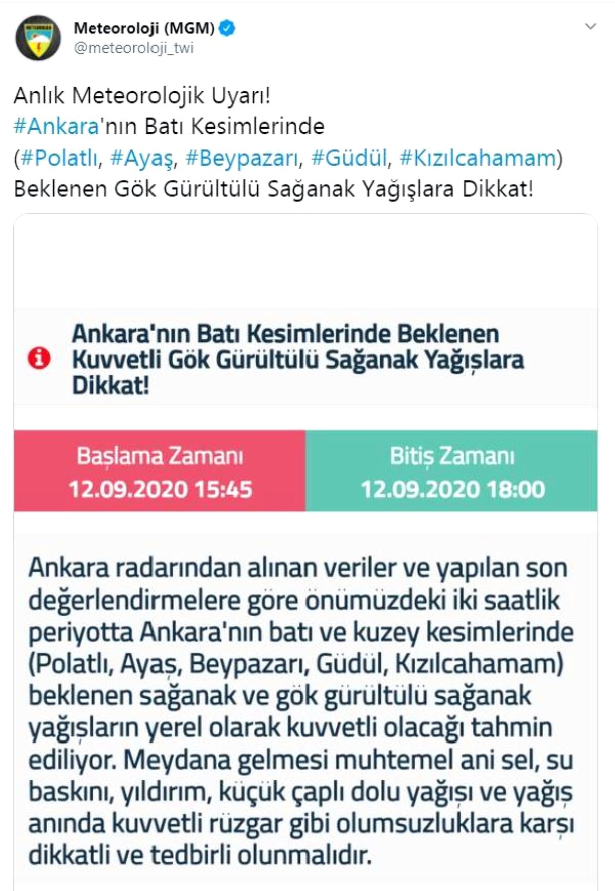 Meteorolojiden o ilçeler için yağış uyarısı