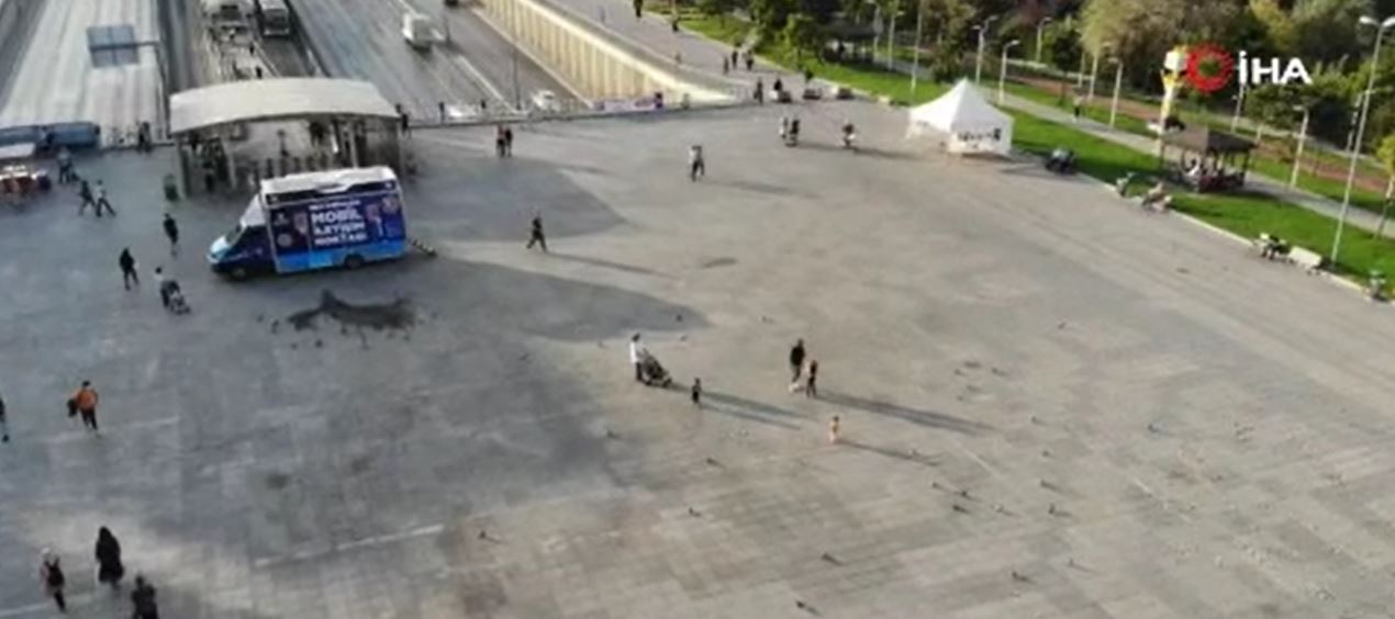 Megakentteki bazı meydan ve parklar drone ile görüntülendi