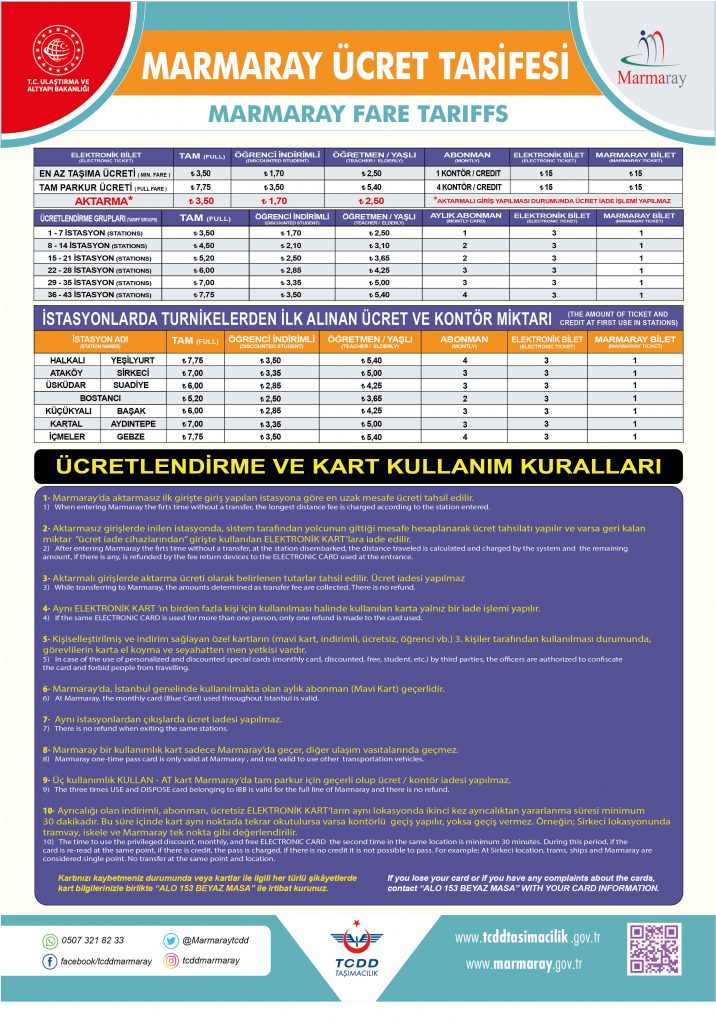 Gebze- Halkalı tren saatleri | Marmaray tren saatleri 2020 |Marmaray ücret tarifesi