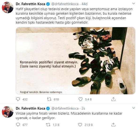 Bakan Koca'dan izolasyon uyarısı!